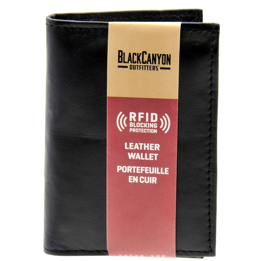 Mens Leather Bi-Fold Wallet with RFID Blocking L-Shaped Billfold BCO5654RFID